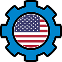 Blue USA flag icon representing American regulatory compliance standards for IT audits and risk management.