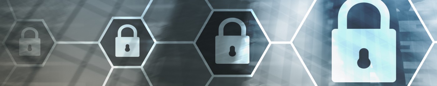 Network of abstract locks in hexagons.