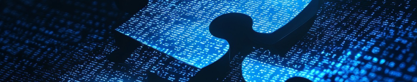 Digital puzzle pieces on a black backgroud