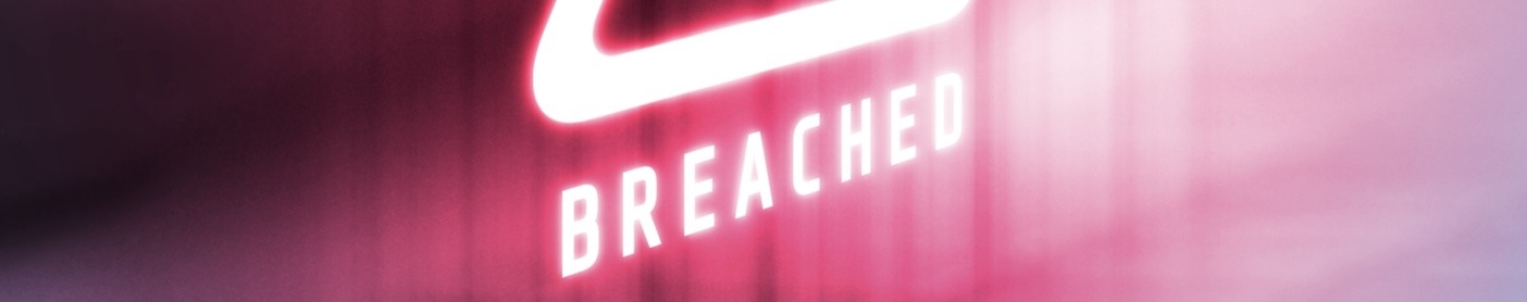An abdstract red alert symbol of a triangle with an exclamation mark that says "BREACHED" underneath.