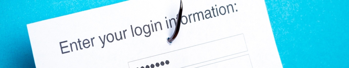 a login screen with a fish hook in it.