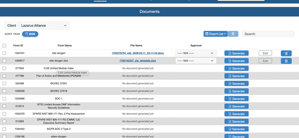 Continuum GRC Reports dashboard